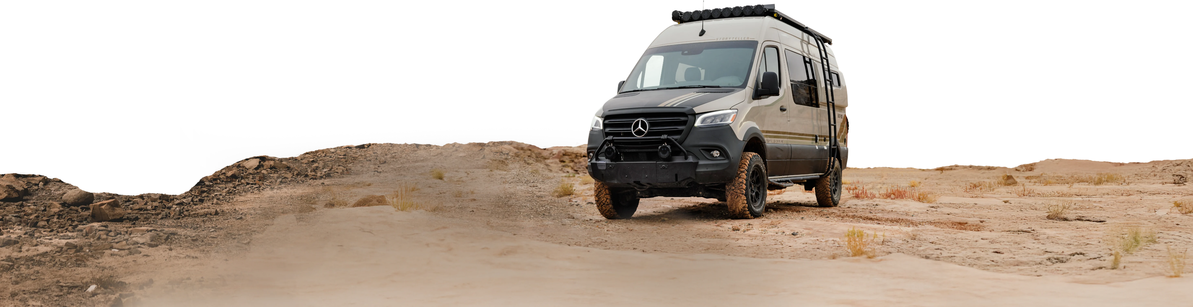Beast MODE 4x4 Sprinter camper van on rocky offroad terrain, adventure van for overlanding